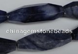 CNG594 11*35mm - 14*38mm faceted rice blue aventurine nugget beads