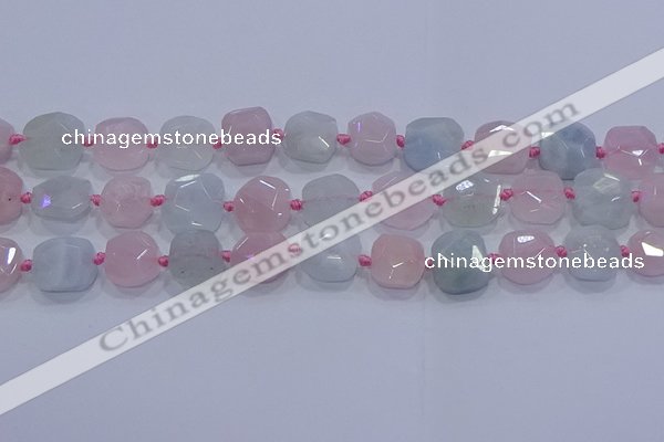 CNG5950 15.5 inches 10*12mm - 10*14mm faceted freeform morganite beads