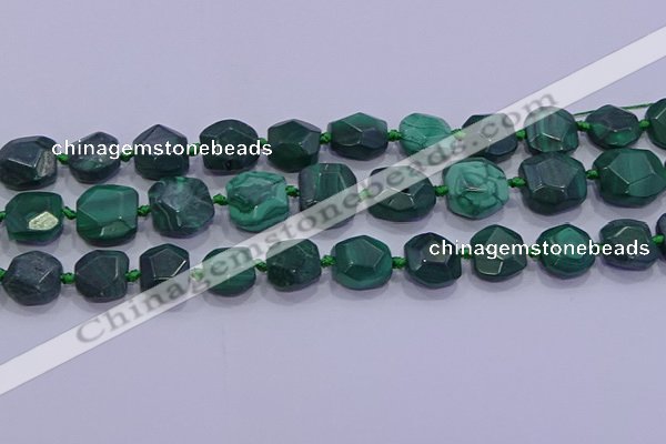 CNG5953 15.5 inches 10*12mm - 10*14mm faceted freeform malachite beads