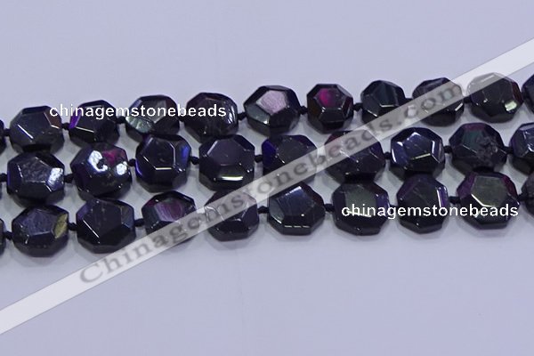 CNG5956 12*16mm - 15*18mm faceted freeform black tourmaline beads