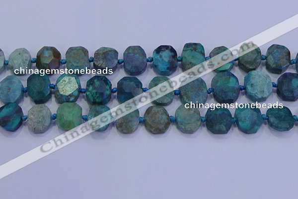 CNG5958 10*14mm - 12*16mm faceted freeform chrysocolla & turquoise beads