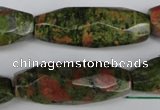 CNG596 13*35mm - 14*38mm faceted rice unakite nugget beads