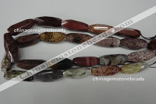 CNG597 14*30mm - 15*40mm faceted rice ocean stone nugget beads