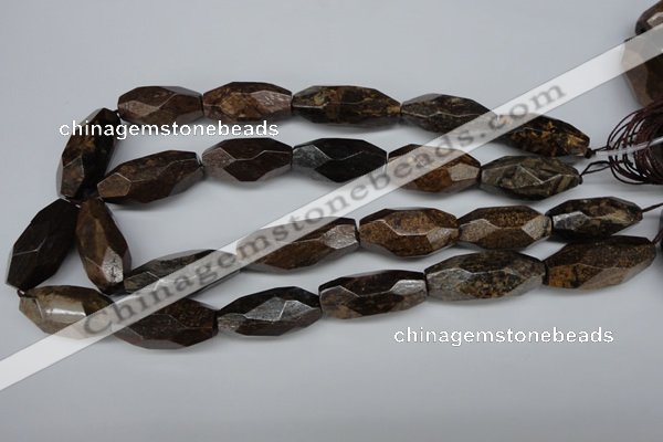 CNG599 13*28mm - 15*34mm faceted rice bronzite nugget beads