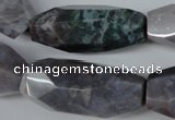CNG600 13*28mm - 14*34mm faceted rice Indian agate nugget beads