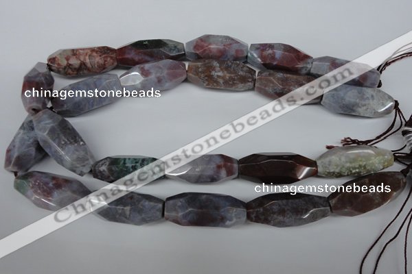 CNG600 13*28mm - 14*34mm faceted rice Indian agate nugget beads