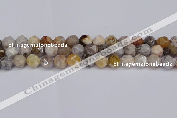 CNG6022 15.5 inches 12mm faceted nuggets silver needle agate beads