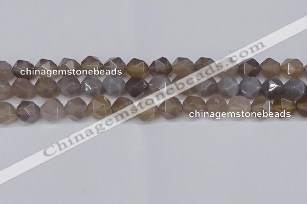 CNG6023 15.5 inches 12mm faceted nuggets grey agate beads