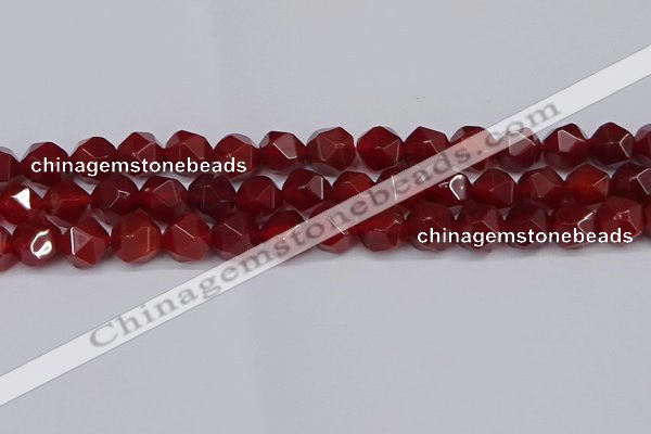 CNG6024 15.5 inches 12mm faceted nuggets red agate beads