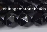 CNG6025 15.5 inches 12mm faceted nuggets black agate beads