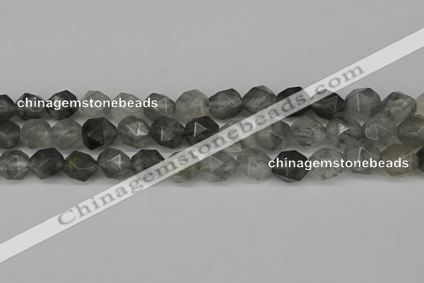 CNG6029 15.5 inches 12mm faceted nuggets cloudy quartz beads