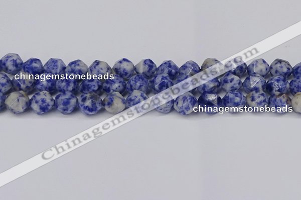 CNG6031 15.5 inches 12mm faceted nuggets blue spot stone beads