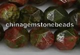 CNG6039 15.5 inches 12mm faceted nuggets unakite gemstone beads