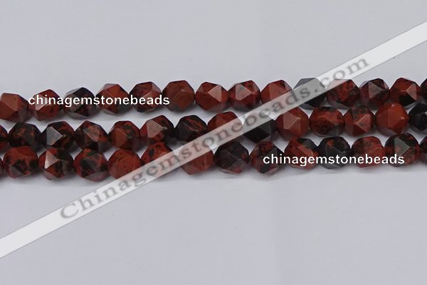 CNG6041 15.5 inches 12mm faceted nuggets mahogany obsidian beads