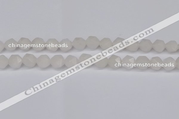 CNG6043 15.5 inches 12mm faceted nuggets white jade beads