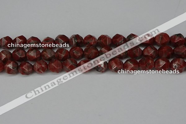 CNG6052 15.5 inches 12mm faceted nuggets brecciated jasper beads