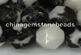 CNG6056 15.5 inches 12mm faceted nuggets black & white jasper beads