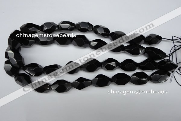 CNG606 12*20mm – 14*24mm faceted nuggets black agate beads