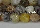 CNG6082 15.5 inches 8mm faceted nuggets silver needle agate beads