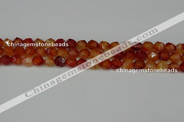 CNG6087 15.5 inches 8mm faceted nuggets red agate beads