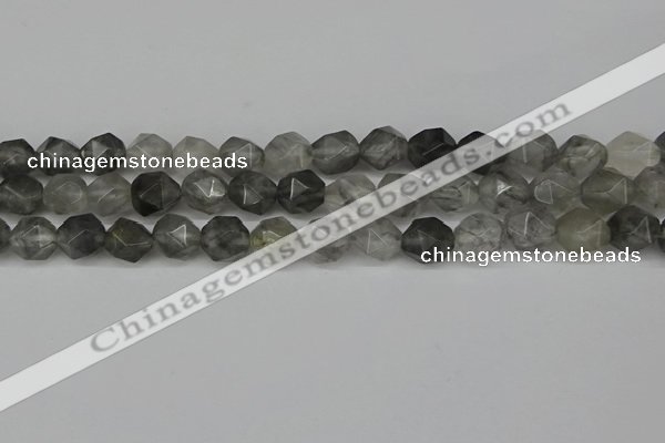 CNG6096 15.5 inches 8mm faceted nuggets cloudy quartz beads