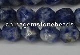 CNG6103 15.5 inches 8mm faceted nuggets blue spot stone beads