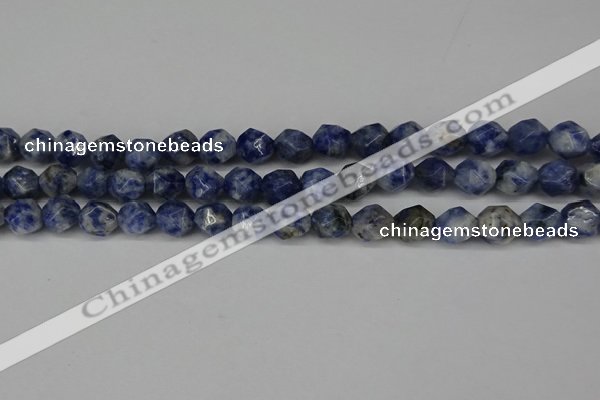 CNG6103 15.5 inches 8mm faceted nuggets blue spot stone beads