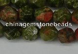 CNG6105 15.5 inches 8mm faceted nuggets unakite gemstone beads