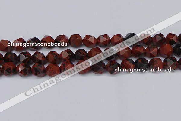 CNG6107 15.5 inches 8mm faceted nuggets mahogany obsidian beads