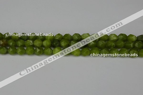 CNG6114 15.5 inches 8mm faceted nuggets lemon jade beads