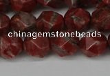 CNG6123 15.5 inches 8mm faceted nuggets brecciated jasper beads