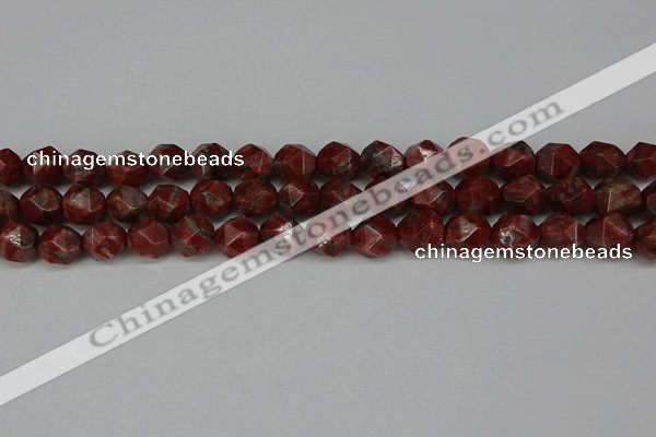 CNG6123 15.5 inches 8mm faceted nuggets brecciated jasper beads