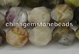 CNG6152 15.5 inches 10mm faceted nuggets silver needle agate beads