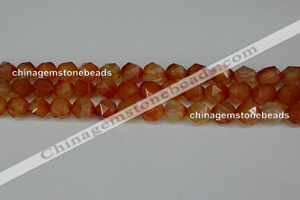 CNG6158 15.5 inches 10mm faceted nuggets red agate beads