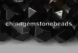 CNG6160 15.5 inches 10mm faceted nuggets black agate beads