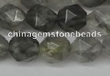 CNG6170 15.5 inches 10mm faceted nuggets cloudy quartz beads