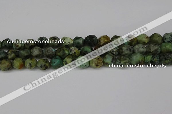 CNG6185 15.5 inches 10mm faceted nuggets African turquoise beads