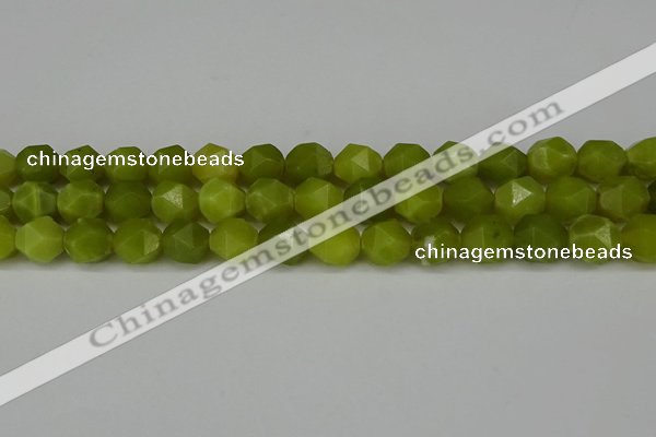 CNG6190 15.5 inches 10mm faceted nuggets lemon jade beads