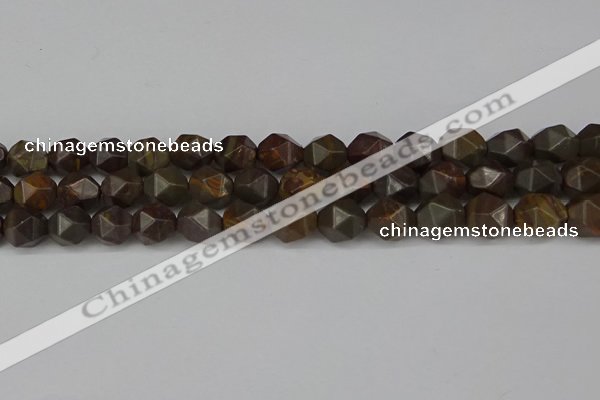 CNG6199 15.5 inches 10mm faceted nuggets coffee jasper beads