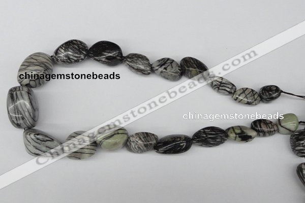 CNG62 15.5 inches 12*18mm - 20*30mm nuggets black water jasper beads