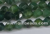 CNG6225 15.5 inches 6mm faceted nuggets moss agate beads