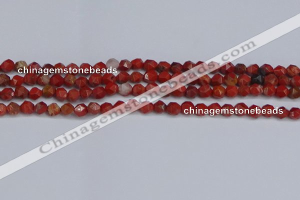 CNG6241 15.5 inches 6mm faceted nuggets red jasper beads