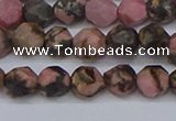 CNG6252 15.5 inches 6mm faceted nuggets rhodonite beads