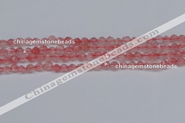 CNG6260 15.5 inches 6mm faceted nuggets cherry quartz beads