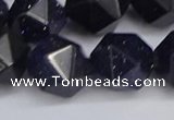 CNG6297 15.5 inches 14mm faceted nuggets blue goldstone beads