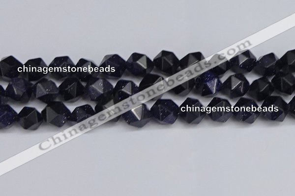 CNG6297 15.5 inches 14mm faceted nuggets blue goldstone beads