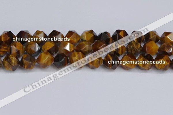 CNG6299 15.5 inches 14mm faceted nuggets yellow tiger eye beads