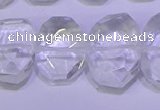 CNG6300 13*18mm - 15*20mm faceted freeform white crystal beads