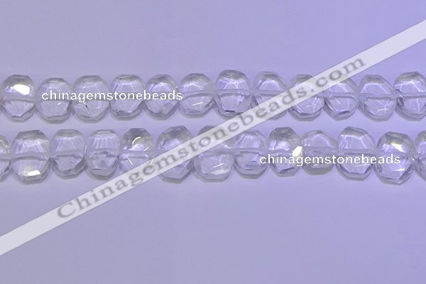 CNG6300 13*18mm - 15*20mm faceted freeform white crystal beads