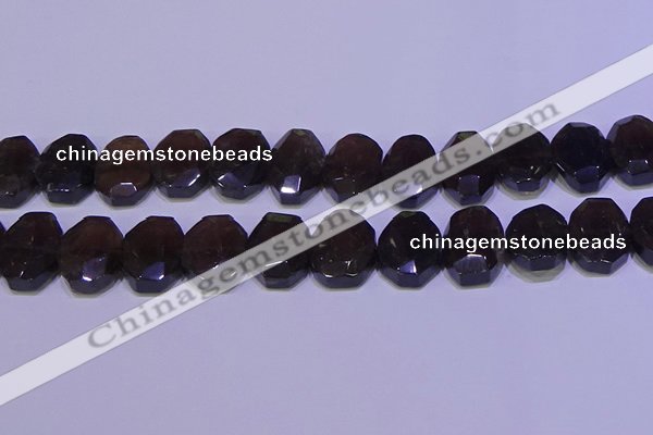 CNG6308 15.5 inches 13*18mm - 15*20mm faceted freeform smoky quartz beads